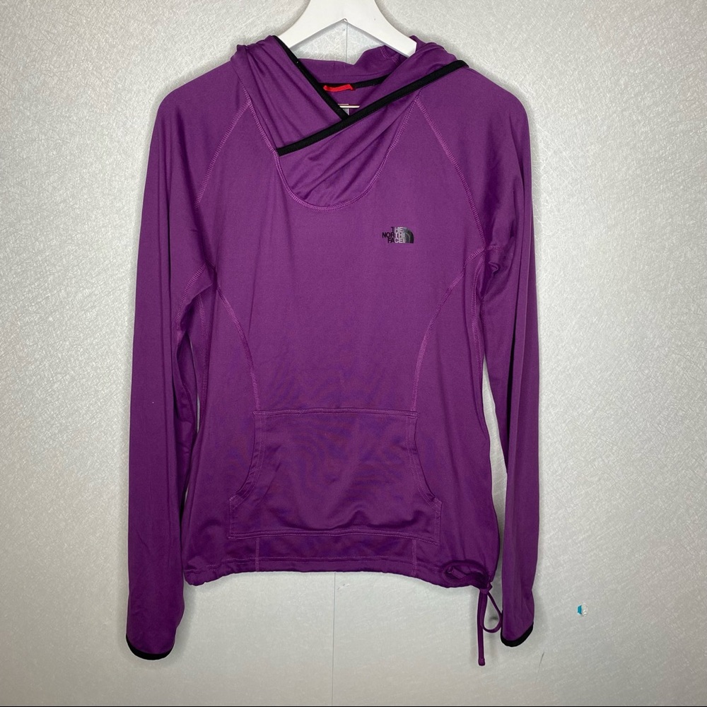 The North Face Purple Athletic Long Sleeve Pullover Hoodie Size Large Thumb Hole